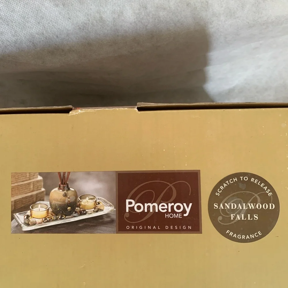 NIB Pomeroy Home Mystic Fragrance Tray – Sandalwood Falls Reed Diffuser & Candle